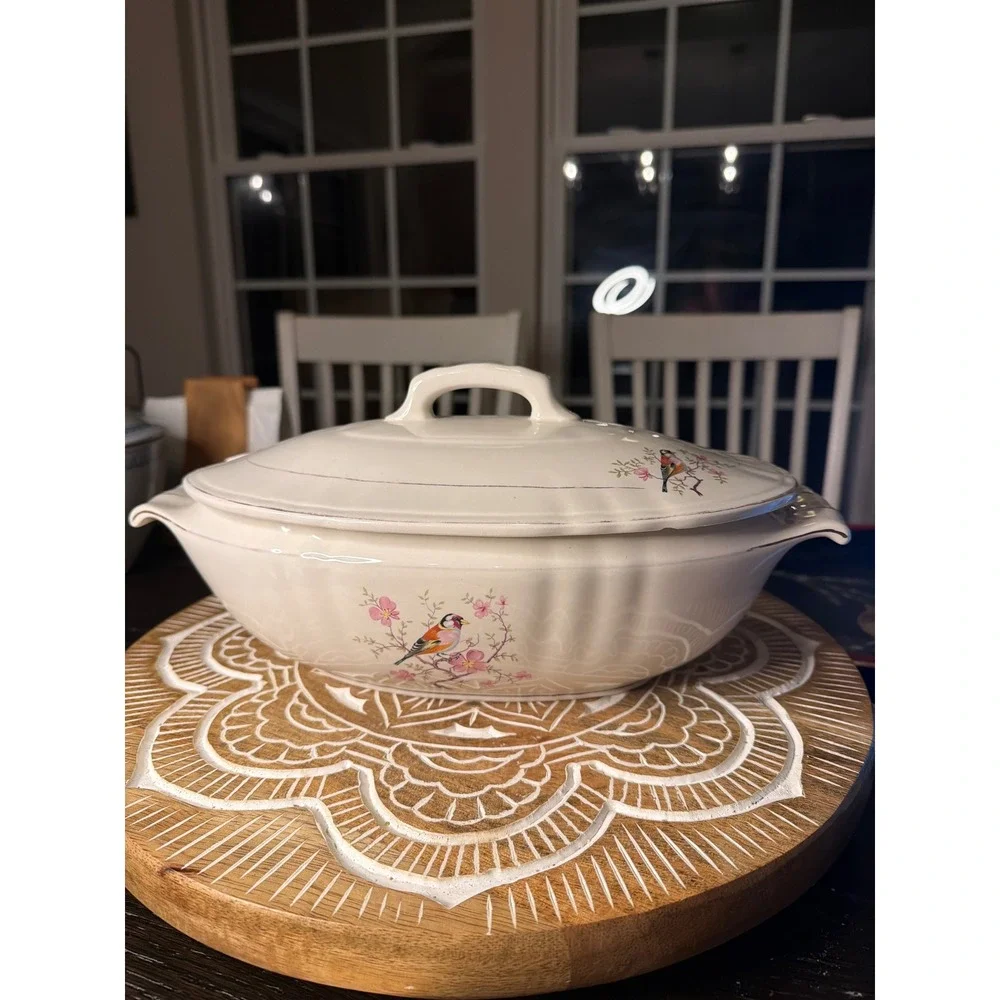 Vintage Gilman & Co Portugal Covered Dish – Bird & Blossom Tureen w/ Lid 13